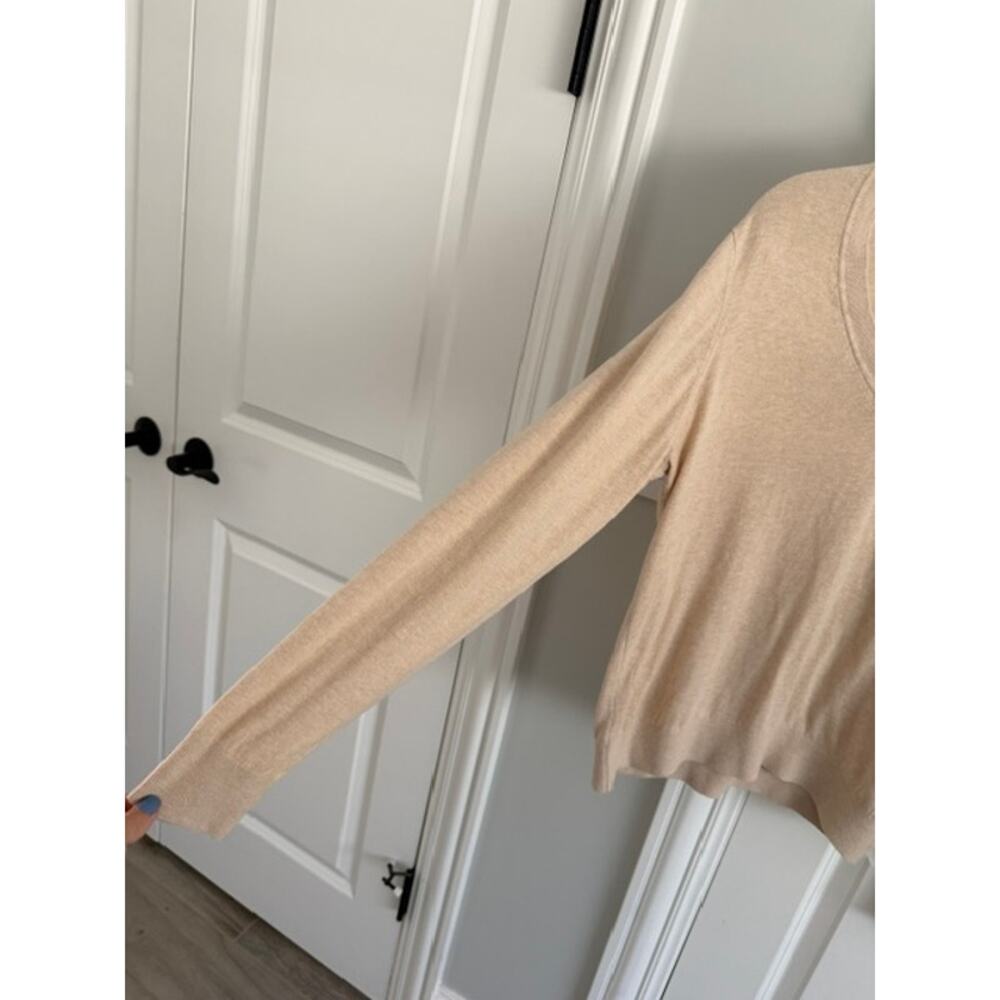 Quince NWOT Lightweight Organic Cotton Cashmere V-Neck Sweater L Heather Oatmeal - Picture 4 of 8
